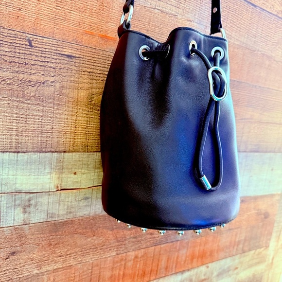 Alexander Wang Alpha Leather Studded Drawstring Bucket Bag - Picture 7 of 13